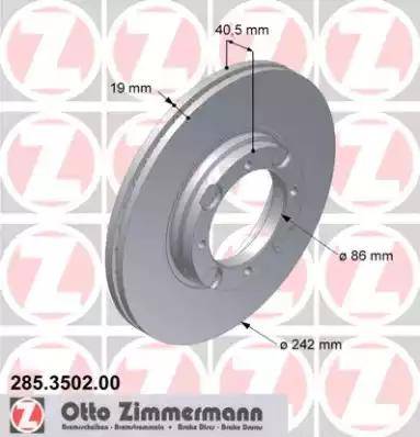 Zimmermann 285.3502.00 - Тормозной диск autospares.lv