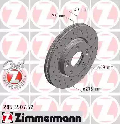 Zimmermann 285.3507.52 - Тормозной диск autospares.lv