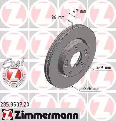 Zimmermann 285.3507.20 - Тормозной диск autospares.lv