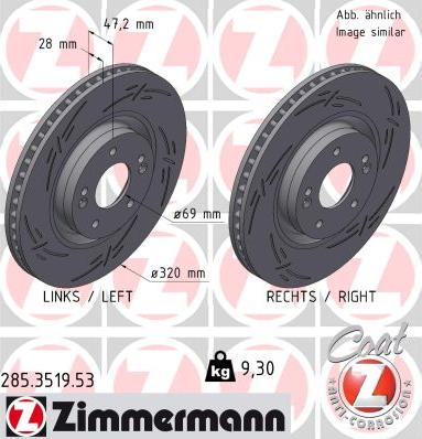 Zimmermann 285.3519.53 - Тормозной диск autospares.lv