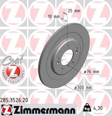 Zimmermann 285.3526.20 - Тормозной диск autospares.lv