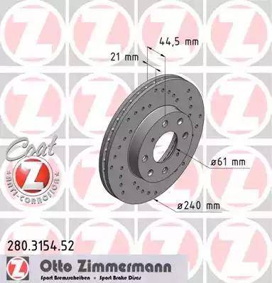 Zimmermann 280.3154.52 - Тормозной диск autospares.lv