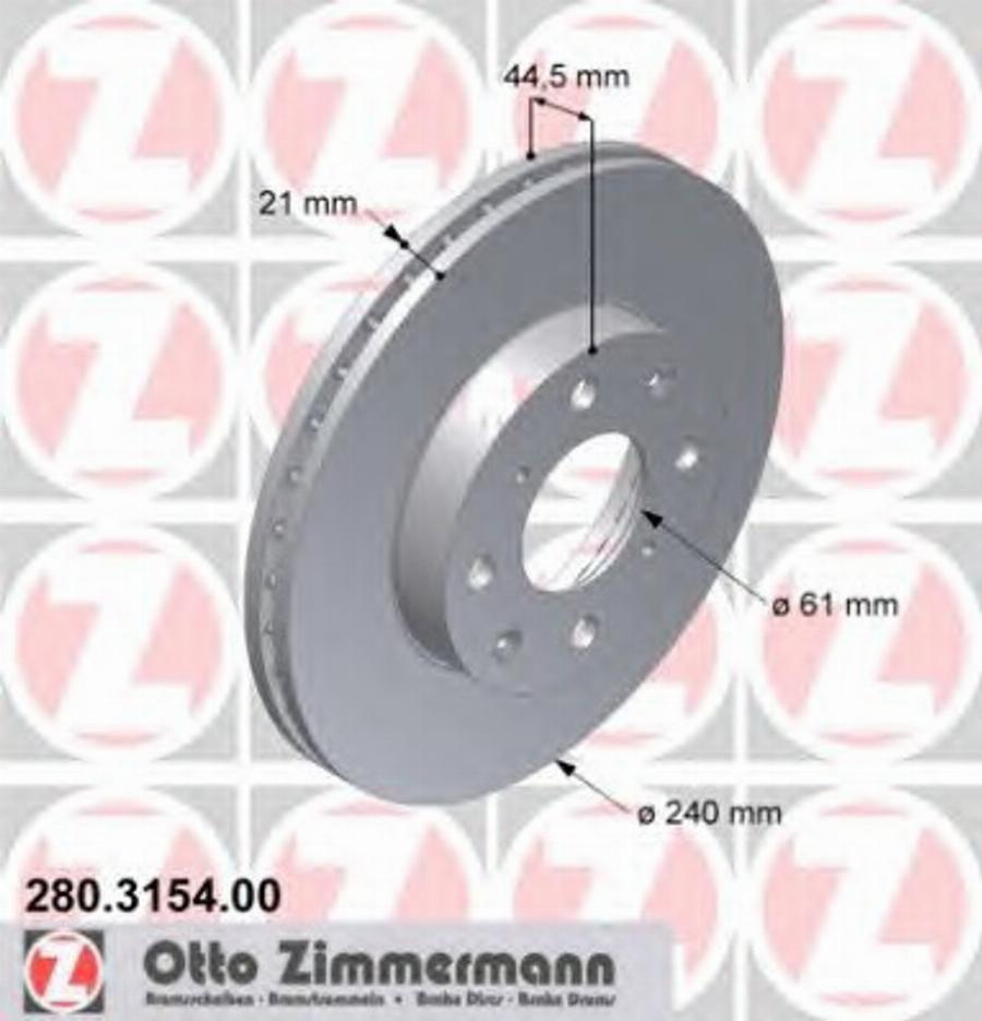 Zimmermann 280 3154 00 - Тормозной диск autospares.lv