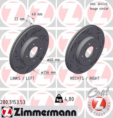 Zimmermann 280.3153.53 - Тормозной диск autospares.lv