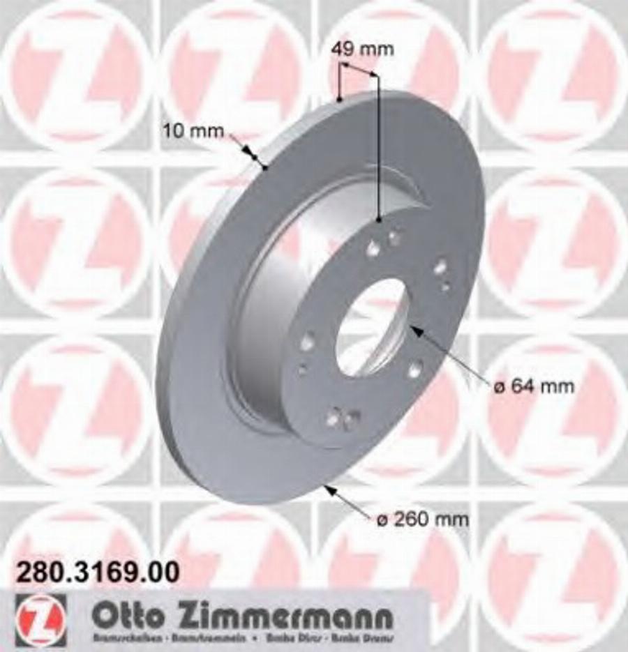 Zimmermann 280.3169.00 - Тормозной диск autospares.lv