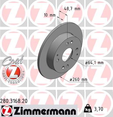 Zimmermann 280.3168.20 - Тормозной диск autospares.lv