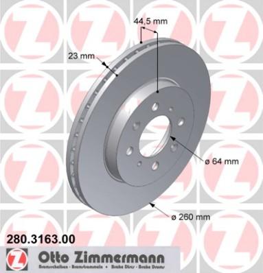 Zimmermann 280.3163.00 - Тормозной диск autospares.lv