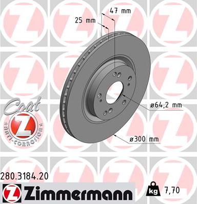 Zimmermann 280.3184.20 - Тормозной диск autospares.lv