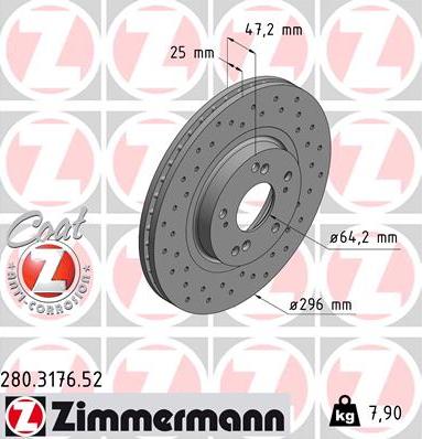 Zimmermann 280.3176.52 - Тормозной диск autospares.lv
