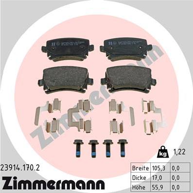 Zimmermann 23914.170.2 - Тормозные колодки, дисковые, комплект autospares.lv