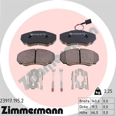 Zimmermann 23917.195.2 - Тормозные колодки, дисковые, комплект autospares.lv