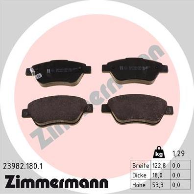 Zimmermann 23982.180.1 - Тормозные колодки, дисковые, комплект autospares.lv