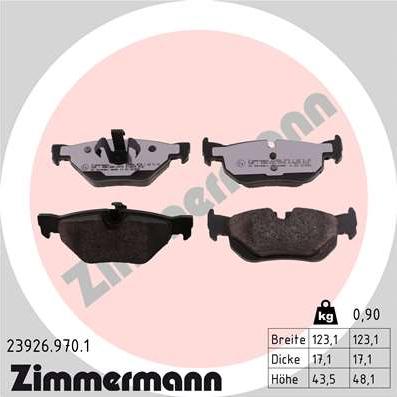 Zimmermann 23926.970.1 - Тормозные колодки, дисковые, комплект autospares.lv