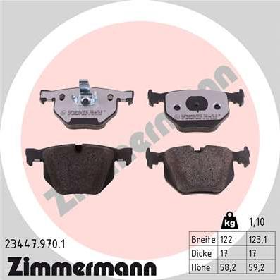 Zimmermann 23447.970.1 - Тормозные колодки, дисковые, комплект autospares.lv