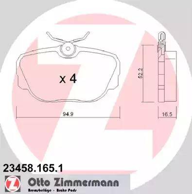 Zimmermann 23458.165.1 - Тормозные колодки, дисковые, комплект autospares.lv