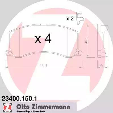 Zimmermann 23400.150.1 - Тормозные колодки, дисковые, комплект autospares.lv