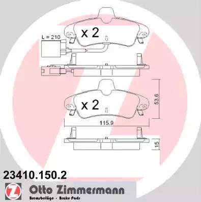Zimmermann 23410.150.2 - Тормозные колодки, дисковые, комплект autospares.lv