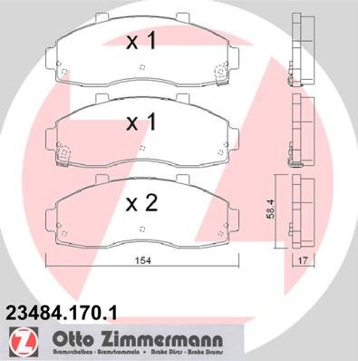 Zimmermann 23484.170.1 - Тормозные колодки, дисковые, комплект autospares.lv