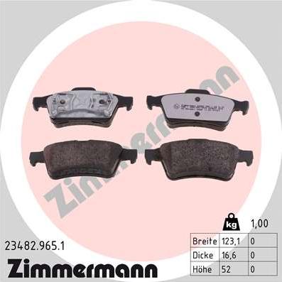 Zimmermann 23482.965.1 - Тормозные колодки, дисковые, комплект autospares.lv