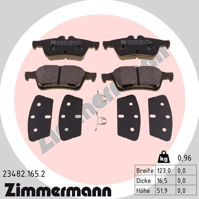 Zimmermann 23482.165.2 - Тормозные колодки, дисковые, комплект autospares.lv