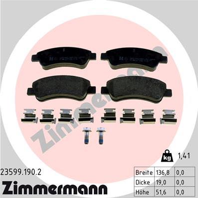 Zimmermann 23599.190.2 - Тормозные колодки, дисковые, комплект autospares.lv