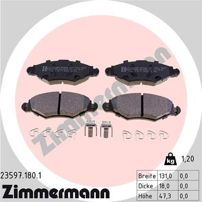 Zimmermann 23597.180.1 - Тормозные колодки, дисковые, комплект autospares.lv