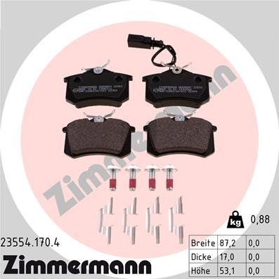 Zimmermann 23554.170.4 - Тормозные колодки, дисковые, комплект autospares.lv