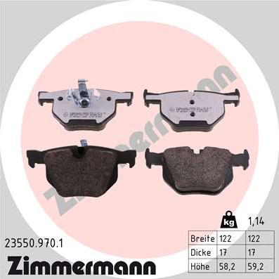 Zimmermann 23550.970.1 - Тормозные колодки, дисковые, комплект autospares.lv