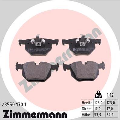 Zimmermann 23550.170.1 - Тормозные колодки, дисковые, комплект autospares.lv