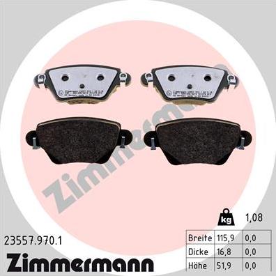 Zimmermann 23557.970.1 - Тормозные колодки, дисковые, комплект autospares.lv