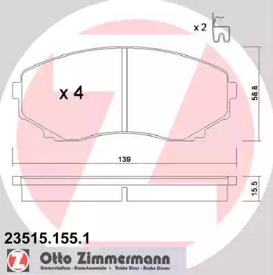 Zimmermann 23515.155.1 - Тормозные колодки, дисковые, комплект autospares.lv