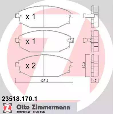 Zimmermann 23518.170.1 - Тормозные колодки, дисковые, комплект autospares.lv