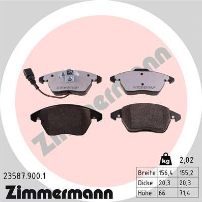 Zimmermann 23587.900.1 - Тормозные колодки, дисковые, комплект autospares.lv