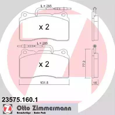 Zimmermann 23575.160.1 - Тормозные колодки, дисковые, комплект autospares.lv