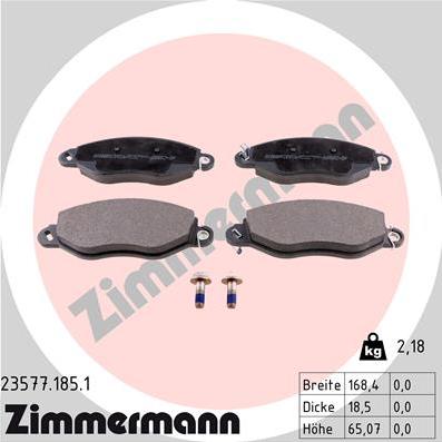 Zimmermann 23577.185.1 - Тормозные колодки, дисковые, комплект autospares.lv