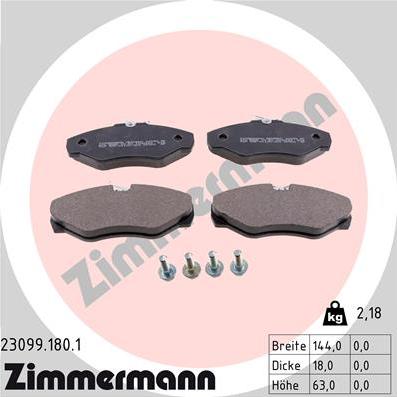 Zimmermann 23099.180.1 - Тормозные колодки, дисковые, комплект autospares.lv