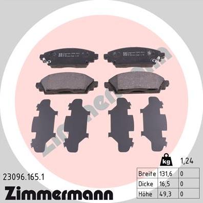 Zimmermann 23096.165.1 - Тормозные колодки, дисковые, комплект autospares.lv