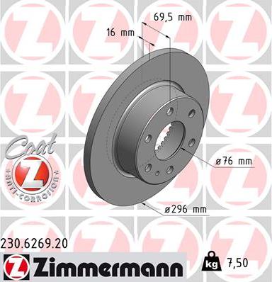 Zimmermann 230.6269.20 - Тормозной диск autospares.lv