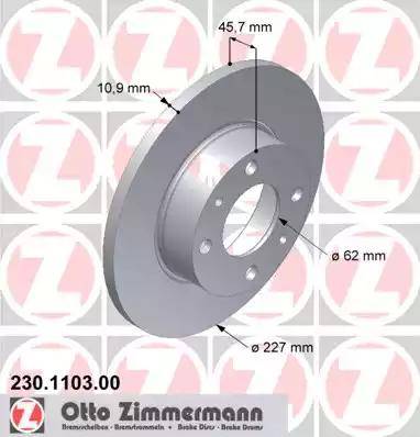 Zimmermann 230.1103.00 - Тормозной диск autospares.lv