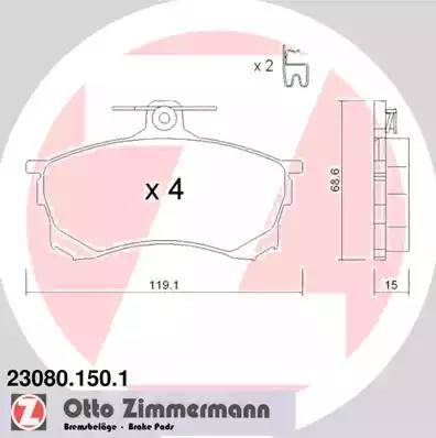 Zimmermann 23080.150.1 - Тормозные колодки, дисковые, комплект autospares.lv