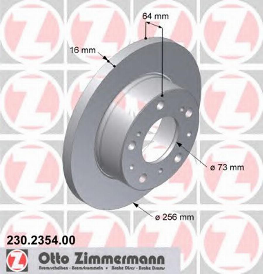 Zimmermann 230 2354 00 - Тормозной диск autospares.lv