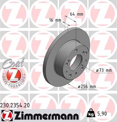Zimmermann 230.2354.20 - Тормозной диск autospares.lv