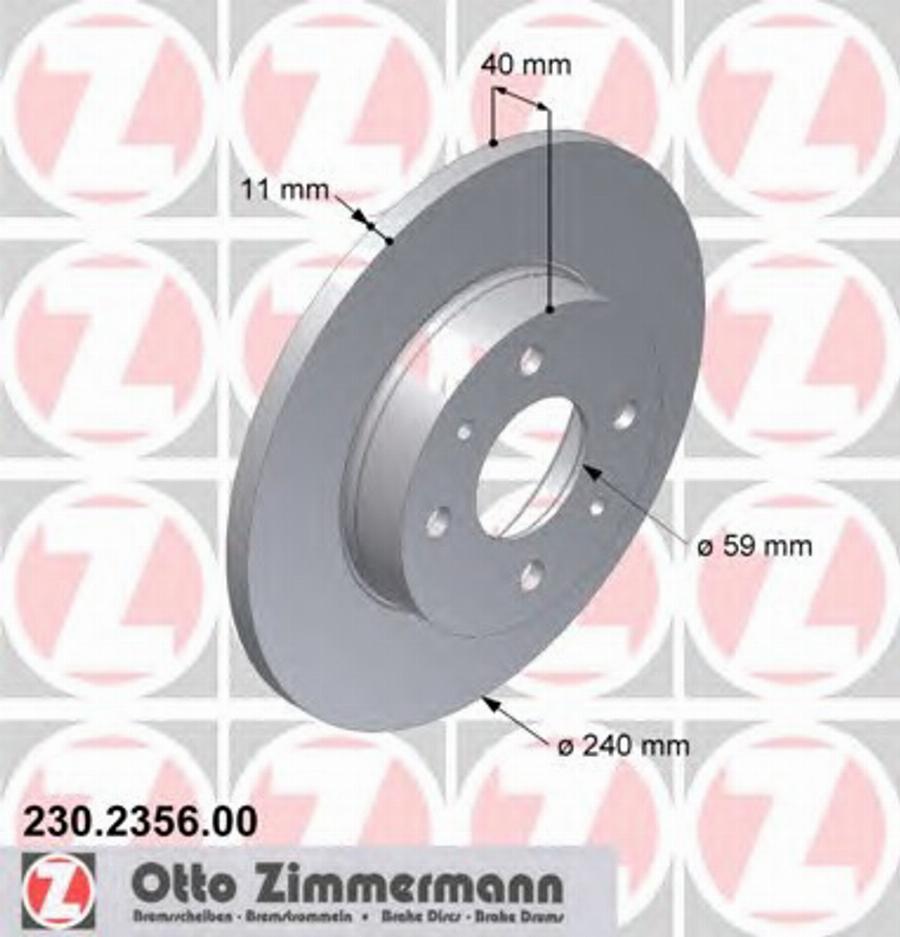 Zimmermann 230 2356 00 - Тормозной диск autospares.lv