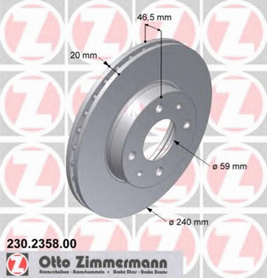 Zimmermann 230235800 - Тормозной диск autospares.lv