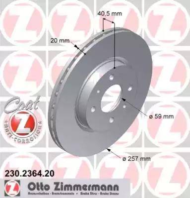 Zimmermann 230.2364.20 - Тормозной диск autospares.lv