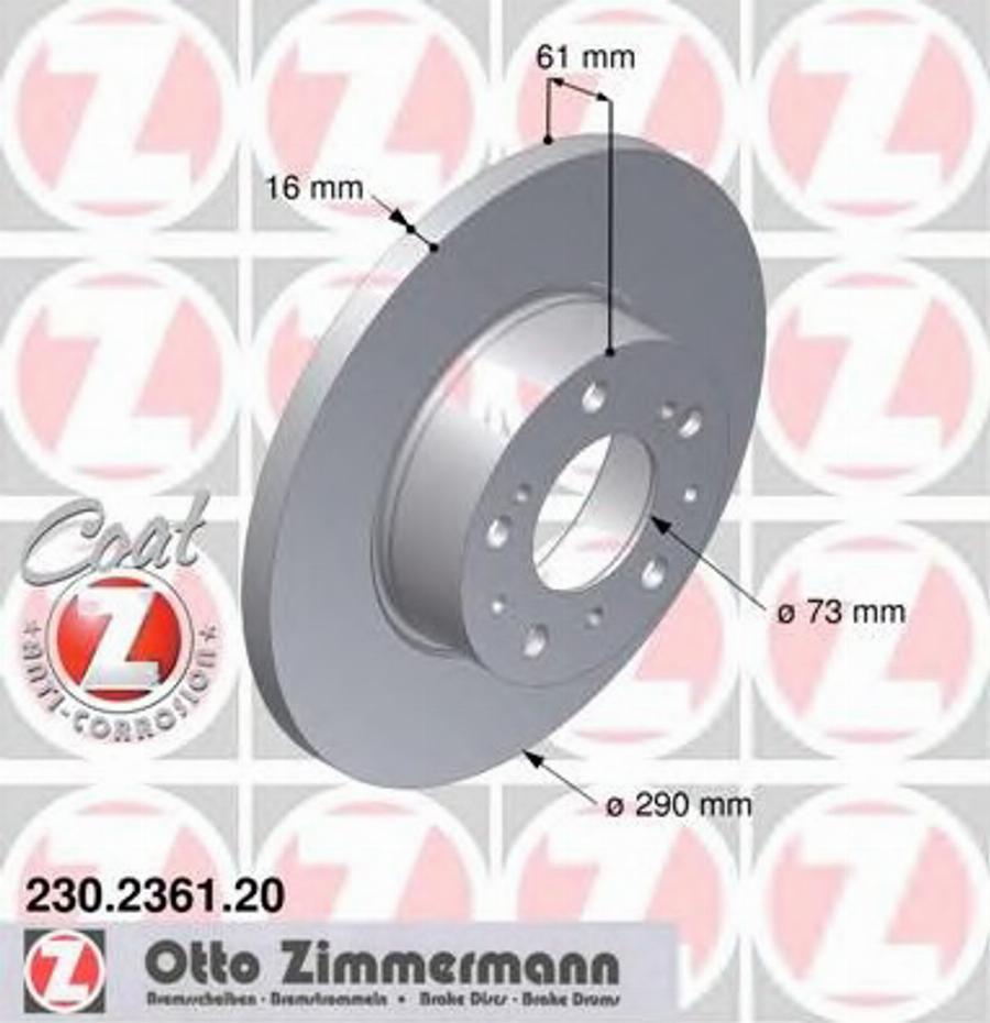 Zimmermann 230236120 - Тормозной диск autospares.lv