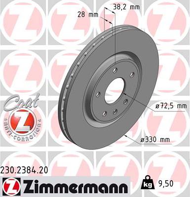Zimmermann 230.2384.20 - Тормозной диск autospares.lv