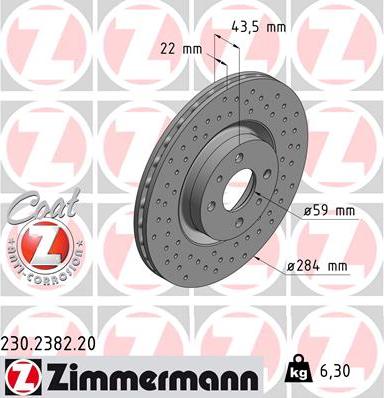 Zimmermann 230.2382.20 - Тормозной диск autospares.lv