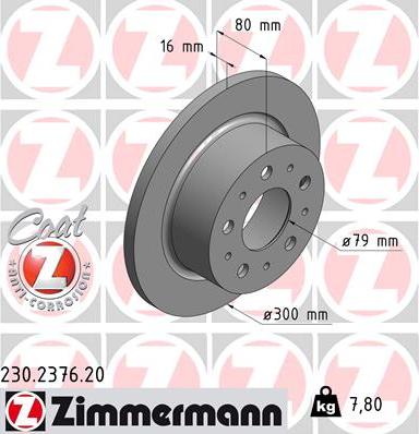 Zimmermann 230.2376.20 - Тормозной диск autospares.lv