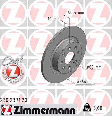 Zimmermann 230.2371.20 - Тормозной диск autospares.lv